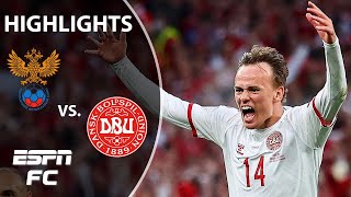 Inspired Denmark thrash Russia 41 to advance to the round of 16  Highlights  ESPN FC [upl. by Ninazan]