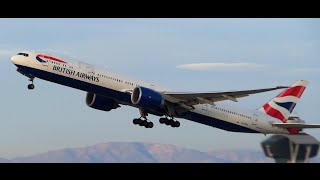 British Airways Boeing 777300ER Takeoff LAX [upl. by Llekcir]