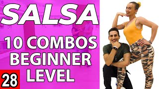 Salsa Tutorial 28 10 beginner salsa patternscombos  by MariusampElena 2020 [upl. by Aiem]