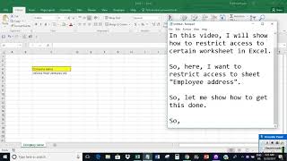 Restrict access to certain worksheet in Excel [upl. by Laurens511]