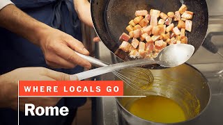 Pasta carbonara in Rome  Where Locals Go [upl. by Cioffred]