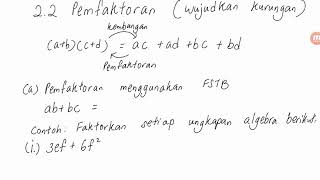 Bab 2 part 2 Matematik Tingkatan 2  Pemfaktoran dan Pecahan Algebra [upl. by Georgianna313]