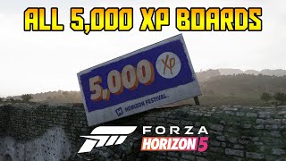 Forza Horizon 5  All 25 5000 XP Boards Location Guide easy methods [upl. by Nyrroc]