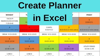 Create Daily Weekly Planner in Excel [upl. by Harrington]