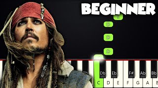 Hes A Pirate  Pirates Of The Caribbean  BEGINNER PIANO TUTORIAL  SHEET MUSIC by Betacustic [upl. by Ingalls]