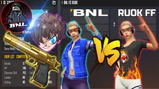 RUOK FF VS BNL  ONLY DESERT EAGLE ROOM CHALLENGE  BEST MATCH EVER  تحدي فري فاير بين ريوك و بنل [upl. by Sheri]