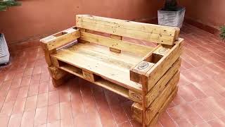 How to make DIY pallet bench  Come realizzare una panchina con pallet [upl. by Luhar]