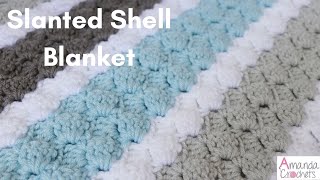 Slanted Shell Blanket  Easy Crochet Blanket Tutorial [upl. by Sussi]