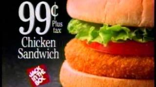 Jack In The Box 99¢ Chicken Sandwich Commercial 1991 [upl. by Iives]