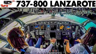 Piloting Boeing 737800 into Lanzarote  Cockpit Views [upl. by Alessig]