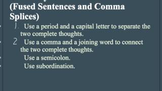 Fused Sentences amp Comma Splices [upl. by Meador]