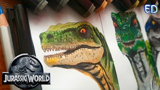 Drawing Raptor Squad  Jurassic World [upl. by Emoreg]