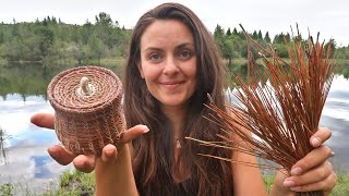 Making a Basket from PINE NEEDLES  Start to Finish Project [upl. by Llien93]