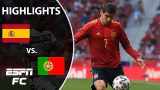 Alvaro Morata hits the crossbar in Spains draw with Portugal  Highlights  ESPN FC [upl. by Zoie]