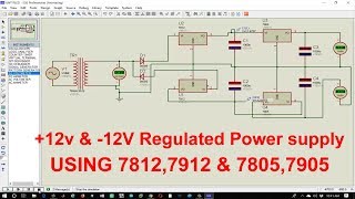 Regulated Power Supply using IC 7912 7812 7905 7805 [upl. by Ydnac]