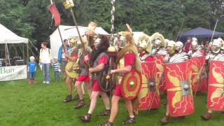 Roman Reenactment at the Amphitheatre in Caerleon Marching In [upl. by Leahcim820]