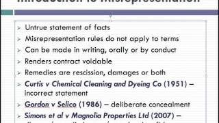 Misrepresentation Lecture 1 of 4 [upl. by Lorianne136]