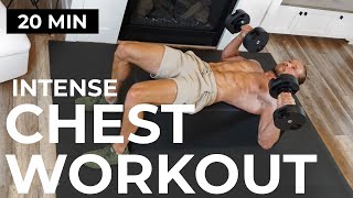 20 Min INTENSE Chest Workout at Home Dumbbells amp Push Ups GROW YOUR CHEST [upl. by Trout]