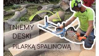 JAK UCIĄĆ DESKE PILARKĄ SPALINOWĄ Mały Przenośny Trak Spalinowy [upl. by Uolyram]