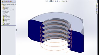 Modeling Hex Nut with ACME Thread  Solidworks Tutorial [upl. by Worsham]