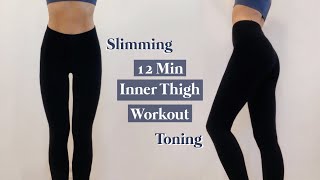 12MIN Inner Thigh Workout knee friendly  SLIMMING TONING ELONGATING [upl. by Schott]