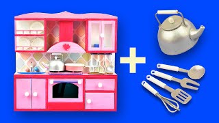 DIY Barbie Miniature Kitchen set Dollhouse Crafts [upl. by Notned]