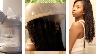 At Home Steam Treatment Routine  4 Year Natural Hair Update [upl. by Clim]