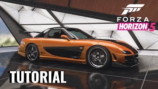 Forza Horizon 5  Hans Mazda RX7 Build Tutorial [upl. by Eninaj]