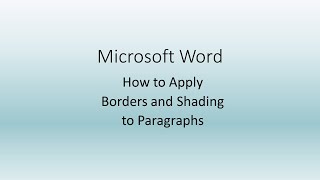 How to Apply Borders and Shading in Microsoft Word [upl. by Starlene]