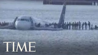 Footage Of The US Airway Plane Landing On Hudson River In 2009  TIME [upl. by Annatnom]